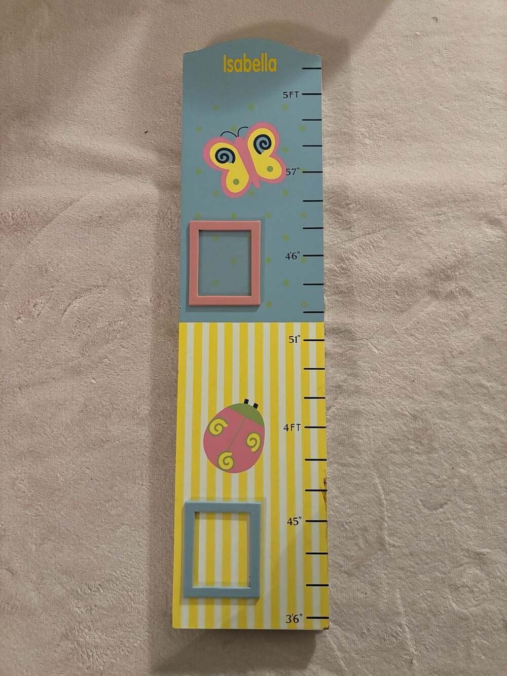 Wooden Growth Chart Isabella 5ft Height Measure Kids Wall Decor